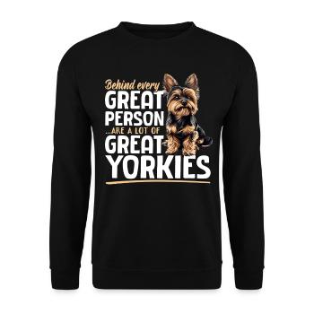 Yorkshire Terrier Propriétaire d’un chien Yorkie - Sweat-shirt Unisexe - noir - Devant - Alina (178cm) & Michal (187cm)