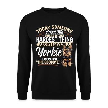 Yorkshire Terrier Propriétaire d’un chien Yorkie - Sweat-shirt Unisexe - noir - Devant - Alina (178cm) & Michal (187cm)