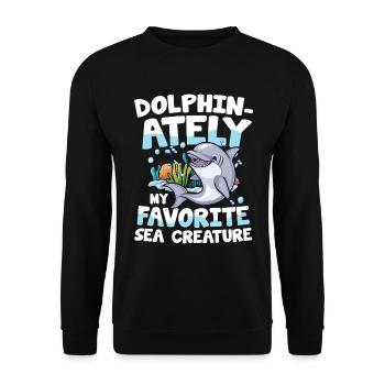 Dolphin-ately My Favorite Sea Creature - Unisex Pullover - Schwarz - Vorne - Alina (178cm) & Michal (187cm)