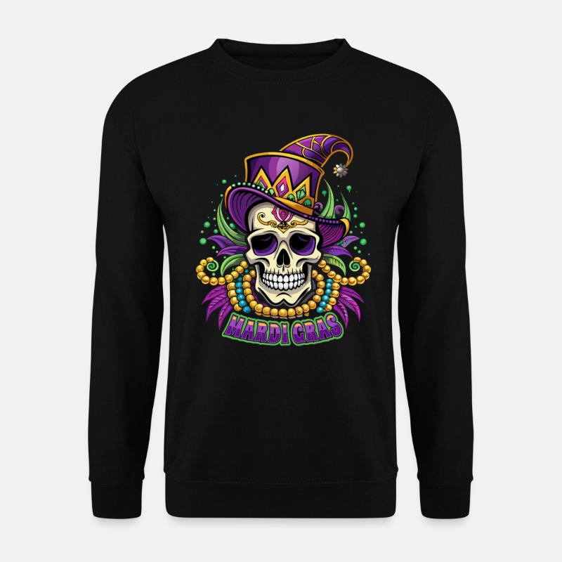 Mardi Gras - Karneval - Totenkopf - Geschenk - Unisex Pullover - Schwarz