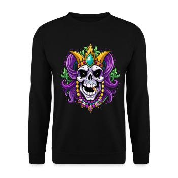 Mardi Gras - Carnival - Skull - Gift - Unisex Sweatshirt - black - Front - Alina (178cm) & Michal (187cm)