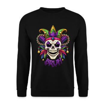 Mardi Gras Bruh - Karneval - Totenkopf - Geschenk - Unisex Pullover - Schwarz - Vorne - Alina (178cm) & Michal (187cm)