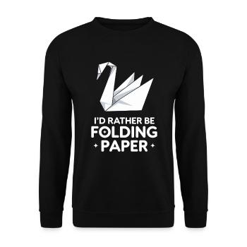 Origami Swans Craft Art Paper Folding Technique - Unisex Sweatshirt - black - Front - Alina (178cm) & Michal (187cm)