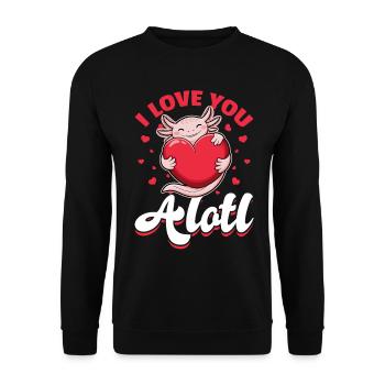 Cute Axolotl Valentins Day - Unisex Pullover - Schwarz - Vorne - Alina (178cm) & Michal (187cm)