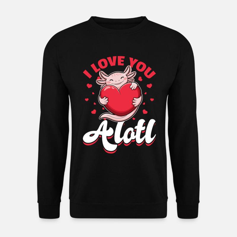 Mignon Axolotl Saint-Valentin - Sweat-shirt Unisexe - noir