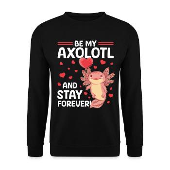Cute Axolotl Valentins Day - Unisex Pullover - Schwarz - Vorne - Alina (178cm) & Michal (187cm)
