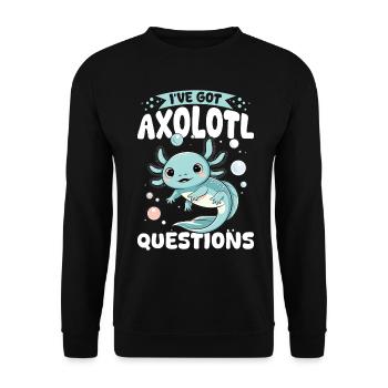 Axolotl mignon J’ai des questions sur Axolotl - Sweat-shirt Unisexe - noir - Devant - Alina (178cm) & Michal (187cm)