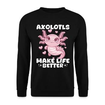 Cute Axolotl Axolotls Make Life Better - Unisex Sweatshirt - black - Front - Alina (178cm) & Michal (187cm)