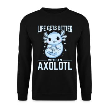 Cute Axolotl Life Gets Better with an Axolotl - Unisex Sweatshirt - black - Front - Alina (178cm) & Michal (187cm)