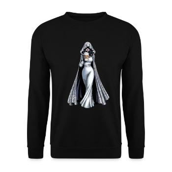 Geisterhafte Frau Mit Kaffee Inspiration - Unisex Pullover - Schwarz - Vorne - Alina (178cm) & Michal (187cm)