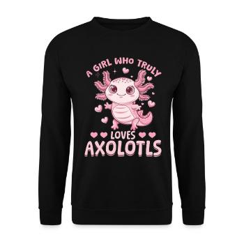 Mignon Axolotl Une fille qui aime vraiment les axolotls - Sweat-shirt Unisexe - noir - Devant - Alina (178cm) & Michal (187cm)