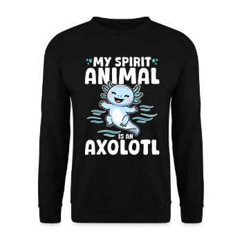 Mignon Axolotl Mon animal spirituel est un Axolotl - Sweat-shirt Unisexe - noir - Devant - Alina (178cm) & Michal (187cm)