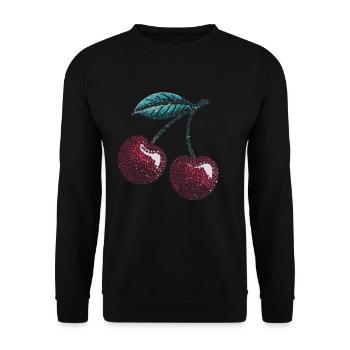 Cerisier doux avec des feuilles scintillantes Design - Sweat-shirt Unisexe - noir - Devant - Alina (178cm) & Michal (187cm)