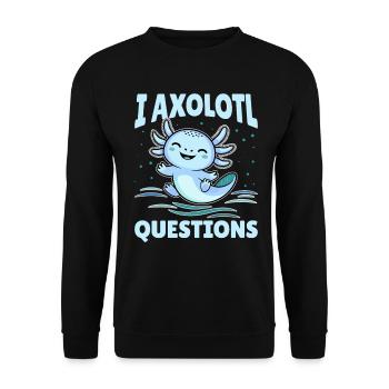 Cute Axolotl I Axolotl Questions - Unisex Pullover - Schwarz - Vorne - Alina (178cm) & Michal (187cm)
