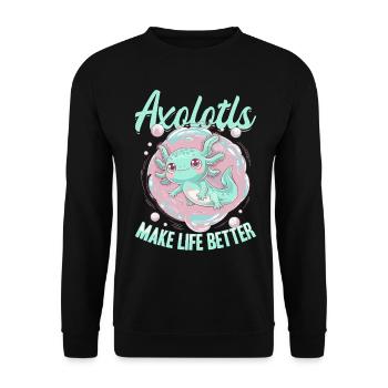 Cute Axolotl Axolotls Make Life Better - Unisex Sweatshirt - black - Front - Alina (178cm) & Michal (187cm)