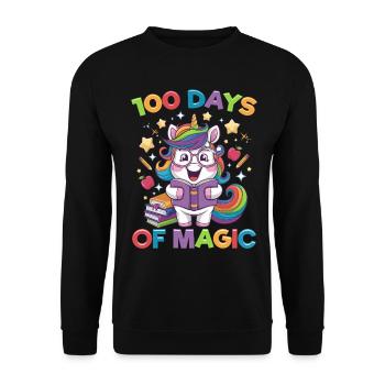 Cute Unicorn Rainbow 100 Days of School - Unisex Pullover - Schwarz - Vorne - Alina (178cm) & Michal (187cm)