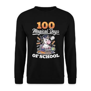 Cute Unicorn Rainbow 100 Days of School - Unisex Pullover - Schwarz - Vorne - Alina (178cm) & Michal (187cm)