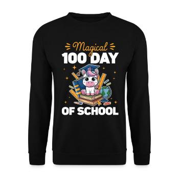 Cute Unicorn Rainbow 100 Days of School - Unisex Pullover - Schwarz - Vorne - Alina (178cm) & Michal (187cm)