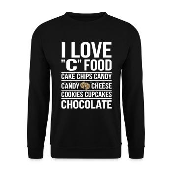 J’adore la nourriture C : gâteaux, chips, bonbons, - Sweat-shirt Unisexe - noir - Devant - Alina (178cm) & Michal (187cm)