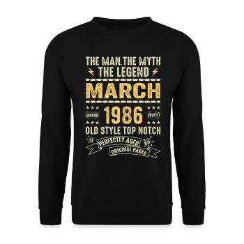 März 1986 Jubiläum 1986 - Legenden März 1986 - Unisex Pullover - Schwarz - Vorne - Alina (178cm) & Michal (187cm)