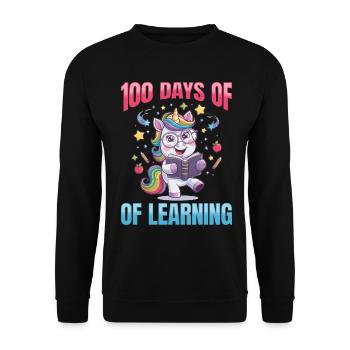 Cute Unicorn Rainbow 100 Days of School - Unisex Pullover - Schwarz - Vorne - Alina (178cm) & Michal (187cm)