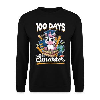 Cute Unicorn Rainbow 100 Days of School - Unisex Pullover - Schwarz - Vorne - Alina (178cm) & Michal (187cm)