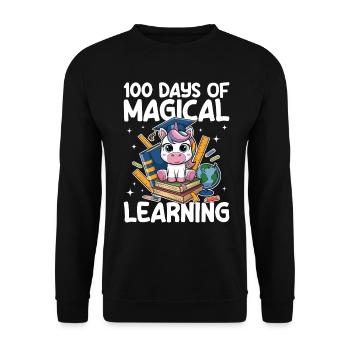 Cute Unicorn Rainbow 100 Days of School - Unisex Pullover - Schwarz - Vorne - Alina (178cm) & Michal (187cm)
