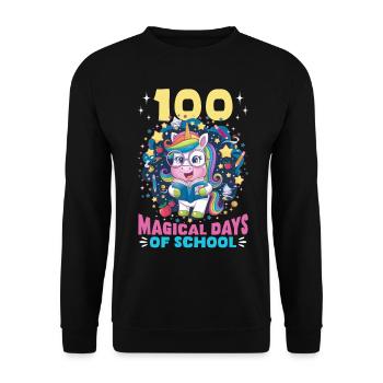 Cute Unicorn Rainbow 100 Days of School - Unisex Pullover - Schwarz - Vorne - Alina (178cm) & Michal (187cm)