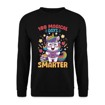 Cute Unicorn Rainbow 100 Days of School - Unisex Pullover - Schwarz - Vorne - Alina (178cm) & Michal (187cm)