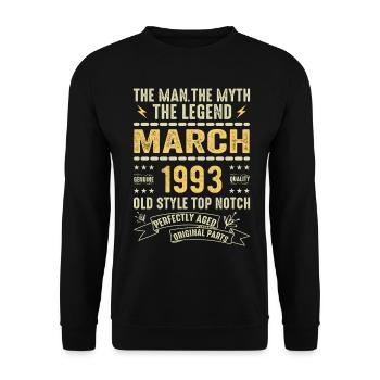 März 1993 Jubiläum 1993 - Legenden März 1993 - Unisex Pullover - Schwarz - Vorne - Alina (178cm) & Michal (187cm)