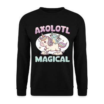 Cute Axolotl Unicorn Axolotl Magical - Unisex Pullover - Schwarz - Vorne - Alina (178cm) & Michal (187cm)