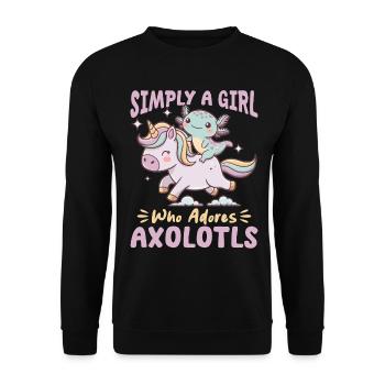 Axolotl Unicorn Simply a Girl Who Adores Axolotls - Unisex Sweatshirt - black - Front - Alina (178cm) & Michal (187cm)