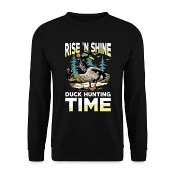Duck hunters shoot heavier loads flag - Unisex Sweatshirt - black - Front - Alina (178cm) & Michal (187cm)