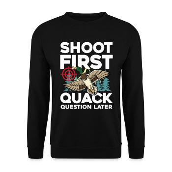 Duck hunters shoot heavier loads flag - Unisex Sweatshirt - black - Front - Alina (178cm) & Michal (187cm)