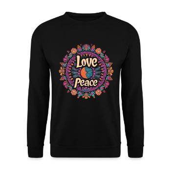 Amour et Paix Mandala Artwork pour l’Harmonie - Sweat-shirt Unisexe - noir - Devant - Alina (178cm) & Michal (187cm)