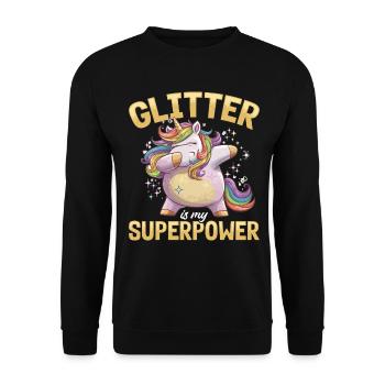 Cute Dabbing Unicorn Chubby - Unisex Pullover - Schwarz - Vorne - Alina (178cm) & Michal (187cm)