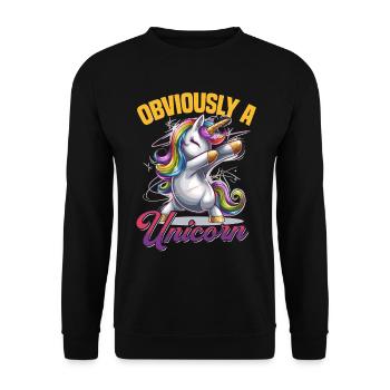 Cute Dabbing Unicorn Rainbows - Unisex Pullover - Schwarz - Vorne - Alina (178cm) & Michal (187cm)