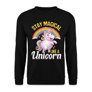 Cute Chubby Unicorn Rainbows - Unisex Sweatshirt - black - Front - Alina (178cm) & Michal (187cm)