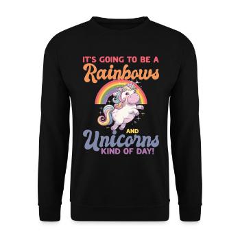 Cute Chubby Unicorn Rainbows - Unisex Sweatshirt - black - Front - Alina (178cm) & Michal (187cm)