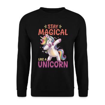 Cute Dabbing Unicorn Rainbows - Unisex Pullover - Schwarz - Vorne - Alina (178cm) & Michal (187cm)