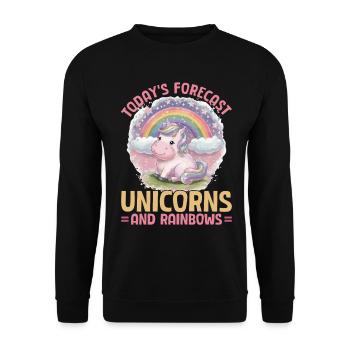 Cute Unicorn Rainbows - Unisex Pullover - Schwarz - Vorne - Alina (178cm) & Michal (187cm)