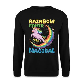 Cute Farting Unicorn Rainbows - Unisex Sweatshirt - black - Front - Alina (178cm) & Michal (187cm)