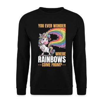 Mignons arcs-en-ciel de licorne qui pètent - Sweat-shirt Unisexe - noir - Devant - Alina (178cm) & Michal (187cm)