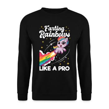 Mignons arcs-en-ciel de licorne qui pètent - Sweat-shirt Unisexe - noir - Devant - Alina (178cm) & Michal (187cm)