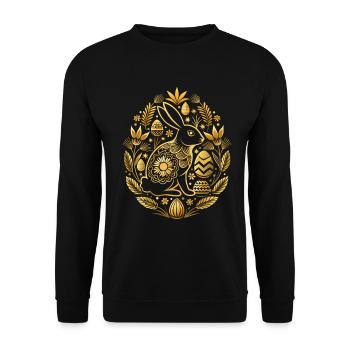 Happy Easter - Osterhase - Osterei - Geschenk - Unisex Pullover - Schwarz - Vorne - Alina (178cm) & Michal (187cm)