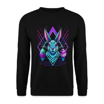 Happy Easter - Osterhase - Osterei - Geschenk - Unisex Pullover - Schwarz - Vorne - Alina (178cm) & Michal (187cm)