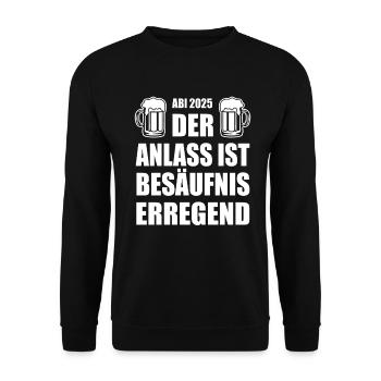 Abi 2025 besäufniserregend - Abitur - Spruch - Unisex Pullover - Schwarz - Vorne - Alina (178cm) & Michal (187cm)
