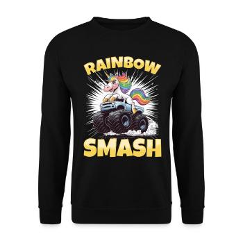Cute Monster Truck Unicorn Rainbows - Unisex Pullover - Schwarz - Vorne - Alina (178cm) & Michal (187cm)