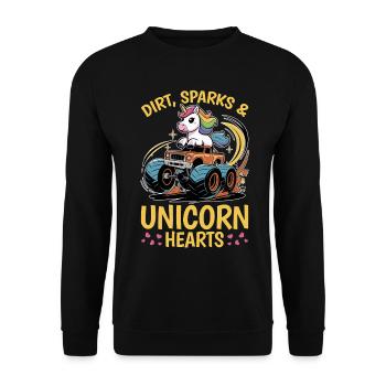 Cute Monster Truck Unicorn Rainbows - Unisex Pullover - Schwarz - Vorne - Alina (178cm) & Michal (187cm)