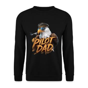 Pilot Dad Adler Fliegende Stärke und Stolz - Unisex Pullover - Schwarz - Vorne - Alina (178cm) & Michal (187cm)